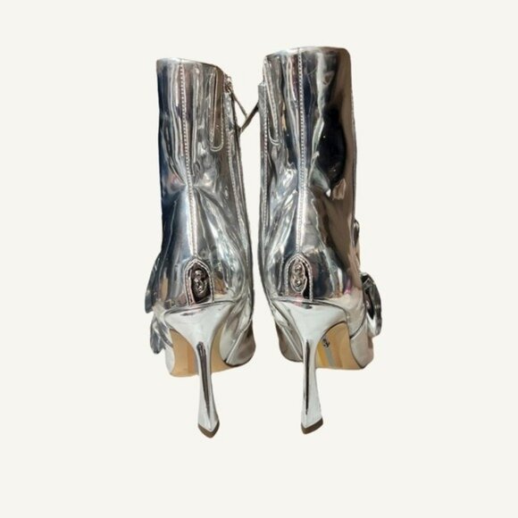 🌻NEW w/tags Sam Edelman Esmae Silver Stiletto Ankle Bootie Size 8.5 - Picture 4 of 11